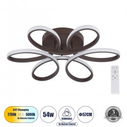 GLOBOSTAR® MARGARET 61402 Μοντέρνο Φωτιστικό Οροφής LED 54W 6210lm 360° AC 220-240V IP20 Ρυθμιζόμενο Λευκό CCT με Χειριστήριο από 2700K έως 6000K Dimmable - Lumileds SMD Chip - Καφέ Ματ - Μ57 x Π57 x Υ12cm - 3 Χρόνια Εγγύηση GLOBOSTAR® MARGARET 61402 Μοντέρνο Φωτιστικό Οροφής LED 54W 6210lm 360° AC 220-240V IP20 Ρυθμιζόμενο Λευκό CCT με Χειριστήριο από 2700K έως 6000K Dimmable - Lumileds SMD Chip - Καφέ Ματ - Μ57 x Π57 x Υ12cm - 3 Χρόνια Εγγύηση
