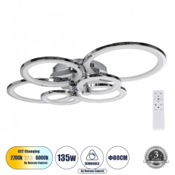 GLOBOSTAR® ROYAL-R 61324 Μοντέρνο Φωτιστικό Οροφής LED 135W 16200lm 360° AC 220-240V IP20 Ρυθμιζόμενο Λευκό CCT με Χειριστήριο από 2700K έως 6000K Dimmable - Lumileds SMD Chip - Ασημί Νίκελ - Μ80.5 x Π59 x Υ12cm - 3 Χρόνια Εγγύηση GLOBOSTAR® ROYAL-R 61324 Μοντέρνο Φωτιστικό Οροφής LED 135W 16200lm 360° AC 220-240V IP20 Ρυθμιζόμενο Λευκό CCT με Χειριστήριο από 2700K έως 6000K Dimmable - Lumileds SMD Chip - Ασημί Νίκελ - Μ80.5 x Π59 x Υ12cm - 3 Χρόνια Εγγύηση
