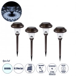 GloboStar® 69927 ΣΕΤ 4 Τεμαχίων Αυτόνομα Ηλιακά Φωτιστικά LED SMD 0.24W/Τεμ. 24lm/Τεμ. με Ενσωματωμένη Μπαταρία 600mAh - Φωτοβολταϊκό Πάνελ με Αισθητήρα Ημέρας-Νύχτας Αδιάβροχο IP65 Φανάρι Κήπου Στρογγυλό Ψυχρό Λευκό 6000K Φ12 x Υ23cm GloboStar® 69927 ΣΕΤ 4 Τεμαχίων Αυτόνομα Ηλιακά Φωτιστικά LED SMD 0.24W/Τεμ. 24lm/Τεμ. με Ενσωματωμένη Μπαταρία 600mAh - Φωτοβολταϊκό Πάνελ με Αισθητήρα Ημέρας-Νύχτας Αδιάβροχο IP65 Φανάρι Κήπου Στρογγυλό Ψυχρό Λευκό 6000K Φ12 x Υ23cm