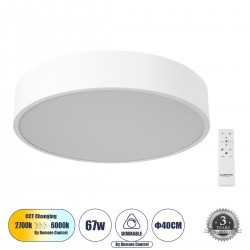 GLOBOSTAR® BURTON 61201-S Μοντέρνο Φωτιστικό Οροφής LED 67W 7370lm 120° AC 220-240V IP20 Ρυθμιζόμενο Λευκό CCT με Χειριστήριο από 2700K έως 6000K Dimmable - Lumileds SMD Chip - Λευκό Ματ - Μ40 x Π40 x Υ8cm - 3 Χρόνια Εγγύηση GLOBOSTAR® BURTON 61201-S Μοντέρνο Φωτιστικό Οροφής LED 67W 7370lm 120° AC 220-240V IP20 Ρυθμιζόμενο Λευκό CCT με Χειριστήριο από 2700K έως 6000K Dimmable - Lumileds SMD Chip - Λευκό Ματ - Μ40 x Π40 x Υ8cm - 3 Χρόνια Εγγύηση