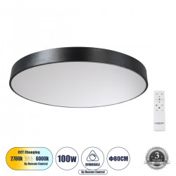 GLOBOSTAR® BURTON 61204-S Μοντέρνο Φωτιστικό Οροφής LED 100W 11020lm 120° AC 220-240V IP20 Ρυθμιζόμενο Λευκό CCT με Χειριστήριο από 2700K έως 6000K Dimmable - Lumileds SMD Chip - Μαύρο Ματ - Μ80 x Π80 x Υ8cm - 3 Χρόνια Εγγύηση GLOBOSTAR® BURTON 61204-S Μοντέρνο Φωτιστικό Οροφής LED 100W 11020lm 120° AC 220-240V IP20 Ρυθμιζόμενο Λευκό CCT με Χειριστήριο από 2700K έως 6000K Dimmable - Lumileds SMD Chip - Μαύρο Ματ - Μ80 x Π80 x Υ8cm - 3 Χρόνια Εγγύηση