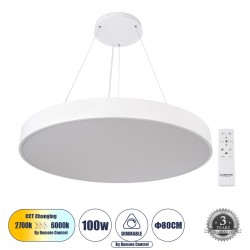 GLOBOSTAR® BURTON 61205 Μοντέρνο Κρεμαστό Φωτιστικό Οροφής LED 100W 11020lm 120° AC 220-240V IP20 Ρυθμιζόμενο Λευκό CCT με Χειριστήριο από 2700K έως 6000K Dimmable - Lumileds SMD Chip - Λευκό Ματ - Μ80 x Π80 x Υ8cm - 3 Χρόνια Εγγύηση GLOBOSTAR® BURTON 61205 Μοντέρνο Κρεμαστό Φωτιστικό Οροφής LED 100W 11020lm 120° AC 220-240V IP20 Ρυθμιζόμενο Λευκό CCT με Χειριστήριο από 2700K έως 6000K Dimmable - Lumileds SMD Chip - Λευκό Ματ - Μ80 x Π80 x Υ8cm - 3 Χρόνια Εγγύηση