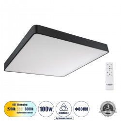 GLOBOSTAR® KAMALA 61210-S Μοντέρνο Φωτιστικό Οροφής LED 100W 11020lm 120° AC 220-240V IP20 Ρυθμιζόμενο Λευκό CCT με Χειριστήριο από 2700K έως 6000K Dimmable - Lumileds SMD Chip - Μαύρο Ματ - Μ80 x Π80 x Υ8cm - 3 Χρόνια Εγγύηση GLOBOSTAR® KAMALA 61210-S Μοντέρνο Φωτιστικό Οροφής LED 100W 11020lm 120° AC 220-240V IP20 Ρυθμιζόμενο Λευκό CCT με Χειριστήριο από 2700K έως 6000K Dimmable - Lumileds SMD Chip - Μαύρο Ματ - Μ80 x Π80 x Υ8cm - 3 Χρόνια Εγγύηση