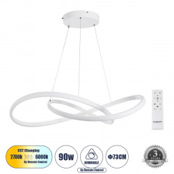 GLOBOSTAR® DEXTER 60914 Μοντέρνο Κρεμαστό Φωτιστικό Οροφής LED 90W 10080lm 300° AC 220-240V IP20 Ρυθμιζόμενο Λευκό CCT με Χειριστήριο από 2700K έως 6000K Dimmable - Lumileds SMD Chip - Λευκό Ματ - Μ73 x Π73 x Υ16cm - 3 Χρόνια Εγγύηση GLOBOSTAR® DEXTER 60914 Μοντέρνο Κρεμαστό Φωτιστικό Οροφής LED 90W 10080lm 300° AC 220-240V IP20 Ρυθμιζόμενο Λευκό CCT με Χειριστήριο από 2700K έως 6000K Dimmable - Lumileds SMD Chip - Λευκό Ματ - Μ73 x Π73 x Υ16cm - 3 Χρόνια Εγγύηση