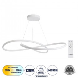 GLOBOSTAR® DEXTER 60918 Μοντέρνο Κρεμαστό Φωτιστικό Οροφής LED 120W 13440lm 300° AC 220-240V IP20 Ρυθμιζόμενο Λευκό CCT με Χειριστήριο από 2700K έως 6000K Dimmable - Lumileds SMD Chip - Λευκό Ματ - Μ103 x Π103 x Υ22cm - 3 Χρόνια Εγγύηση GLOBOSTAR® DEXTER 60918 Μοντέρνο Κρεμαστό Φωτιστικό Οροφής LED 120W 13440lm 300° AC 220-240V IP20 Ρυθμιζόμενο Λευκό CCT με Χειριστήριο από 2700K έως 6000K Dimmable - Lumileds SMD Chip - Λευκό Ματ - Μ103 x Π103 x Υ22cm - 3 Χρόνια Εγγύηση