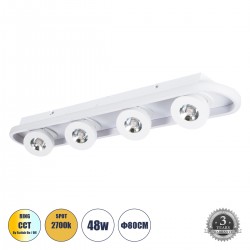 GLOBOSTAR® NESPO 61215 Μοντέρνο Φωτιστικό Οροφής LED 48W 5376lm 360° & 45° AC 220-240V IP20 Ρυθμιζόμενο Λευκό CCT με On/Off 2700K/4500K/6000K - Lumileds SMD Chip - Λευκό Ματ - Μ80 x Π13 x Υ6.5cm - 3 Χρόνια Εγγύηση GLOBOSTAR® NESPO 61215 Μοντέρνο Φωτιστικό Οροφής LED 48W 5376lm 360° & 45° AC 220-240V IP20 Ρυθμιζόμενο Λευκό CCT με On/Off 2700K/4500K/6000K - Lumileds SMD Chip - Λευκό Ματ - Μ80 x Π13 x Υ6.5cm - 3 Χρόνια Εγγύηση