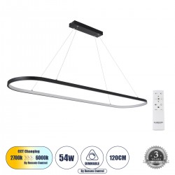 GLOBOSTAR® BOLIVAR 61271 Μοντέρνο Κρεμαστό Φωτιστικό Οροφής LED 54W 6210lm 360° AC 220-240V IP20 Ρυθμιζόμενο Λευκό CCT με Χειριστήριο από 2700K έως 6000K Dimmable - Lumileds SMD Chip - Μαύρο Ματ - Μ120 x Π30 x Υ2cm - 3 Χρόνια Εγγύηση GLOBOSTAR® BOLIVAR 61271 Μοντέρνο Κρεμαστό Φωτιστικό Οροφής LED 54W 6210lm 360° AC 220-240V IP20 Ρυθμιζόμενο Λευκό CCT με Χειριστήριο από 2700K έως 6000K Dimmable - Lumileds SMD Chip - Μαύρο Ματ - Μ120 x Π30 x Υ2cm - 3 Χρόνια Εγγύηση