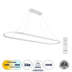 GLOBOSTAR® BOLIVAR 61272 Μοντέρνο Κρεμαστό Φωτιστικό Οροφής LED 54W 6210lm 360° AC 220-240V IP20 Ρυθμιζόμενο Λευκό CCT με Χειριστήριο από 2700K έως 6000K Dimmable - Lumileds SMD Chip - Λευκό Ματ - Μ120 x Π30 x Υ2cm - 3 Χρόνια Εγγύηση GLOBOSTAR® BOLIVAR 61272 Μοντέρνο Κρεμαστό Φωτιστικό Οροφής LED 54W 6210lm 360° AC 220-240V IP20 Ρυθμιζόμενο Λευκό CCT με Χειριστήριο από 2700K έως 6000K Dimmable - Lumileds SMD Chip - Λευκό Ματ - Μ120 x Π30 x Υ2cm - 3 Χρόνια Εγγύηση