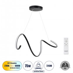 GLOBOSTAR® SPIRALE 61283 Μοντέρνο Κρεμαστό Φωτιστικό Οροφής LED 75W 8400lm 300° AC 220-240V IP20 Ρυθμιζόμενο Λευκό CCT με Χειριστήριο από 2700K έως 6000K Dimmable - Lumileds SMD Chip - Μαύρο Ματ - Μ72 x Π25 x Υ30cm - 3 Χρόνια Εγγύηση GLOBOSTAR® SPIRALE 61283 Μοντέρνο Κρεμαστό Φωτιστικό Οροφής LED 75W 8400lm 300° AC 220-240V IP20 Ρυθμιζόμενο Λευκό CCT με Χειριστήριο από 2700K έως 6000K Dimmable - Lumileds SMD Chip - Μαύρο Ματ - Μ72 x Π25 x Υ30cm - 3 Χρόνια Εγγύηση