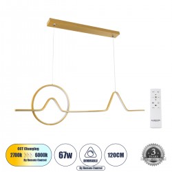 GLOBOSTAR® WINDY 61293 Μοντέρνο Κρεμαστό Φωτιστικό Οροφής LED 67W 7504lm 300° AC 220-240V IP20 Ρυθμιζόμενο Λευκό CCT με Χειριστήριο από 2700K έως 6000K Dimmable - Lumileds SMD Chip - Χρυσό Βούρτσας - Μ120 x Π4 x Υ30cm - 3 Χρόνια Εγγύηση GLOBOSTAR® WINDY 61293 Μοντέρνο Κρεμαστό Φωτιστικό Οροφής LED 67W 7504lm 300° AC 220-240V IP20 Ρυθμιζόμενο Λευκό CCT με Χειριστήριο από 2700K έως 6000K Dimmable - Lumileds SMD Chip - Χρυσό Βούρτσας - Μ120 x Π4 x Υ30cm - 3 Χρόνια Εγγύηση