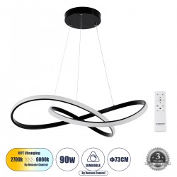 GLOBOSTAR® DEXTER 60913 Μοντέρνο Κρεμαστό Φωτιστικό Οροφής LED 90W 10080lm 300° AC 220-240V IP20 Ρυθμιζόμενο Λευκό CCT με Χειριστήριο από 2700K έως 6000K Dimmable - Lumileds SMD Chip - Μαύρο Ματ - Μ73 x Π73 x Υ16cm - 3 Χρόνια Εγγύηση GLOBOSTAR® DEXTER 60913 Μοντέρνο Κρεμαστό Φωτιστικό Οροφής LED 90W 10080lm 300° AC 220-240V IP20 Ρυθμιζόμενο Λευκό CCT με Χειριστήριο από 2700K έως 6000K Dimmable - Lumileds SMD Chip - Μαύρο Ματ - Μ73 x Π73 x Υ16cm - 3 Χρόνια Εγγύηση