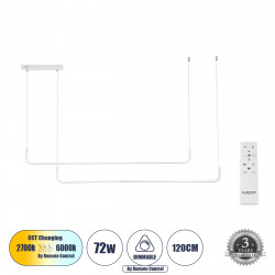 GLOBOSTAR® LINARIA DUO 60925 Μοντέρνο Κρεμαστό Φωτιστικό Οροφής LED 72W 8300lm 200° AC 220-240V IP20 Ρυθμιζόμενο Λευκό CCT με Χειριστήριο από 2700K έως 6000K Dimmable - Lumileds SMD Chip - Λευκό Ματ - Μ220 x Π4 x Υ25cm - 3 Χρόνια Εγγύηση GLOBOSTAR® LINARIA DUO 60925 Μοντέρνο Κρεμαστό Φωτιστικό Οροφής LED 72W 8300lm 200° AC 220-240V IP20 Ρυθμιζόμενο Λευκό CCT με Χειριστήριο από 2700K έως 6000K Dimmable - Lumileds SMD Chip - Λευκό Ματ - Μ220 x Π4 x Υ25cm - 3 Χρόνια Εγγύηση