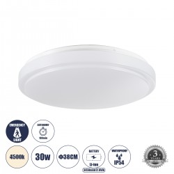 GLOBOSTAR® EMERGANO 60993 Φωτιστικό Πλαφονιέρα Οροφής με Ενσωματωμένο Σύστημα Emergency Li-ion 3450mAh/12.8Wh με Αυτονομία 3hrs LED 30W 2850lm 120° AC 220-240V Αδιάβροχο IP54 Φυσικό Λευκό 4500K - Lumileds SMD Chip - Λευκό Γαλακτερό - Μ38 x Π38 x Υ5.3cm -  GLOBOSTAR® EMERGANO 60993 Φωτιστικό Πλαφονιέρα Οροφής με Ενσωματωμένο Σύστημα Emergency Li-ion 3450mAh/12.8Wh με Αυτονομία 3hrs LED 30W 2850lm 120° AC 220-240V Αδιάβροχο IP54 Φυσικό Λευκό 4500K - Lumileds SMD Chip - Λευκό Γαλακτερό - Μ38 x Π38 x Υ5.3cm -