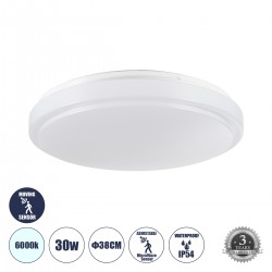 GLOBOSTAR® SENSORANO 60994 Φωτιστικό Πλαφονιέρα Οροφής με Ανιχνευτή Microwave / Αισθητήρα Κίνησης LED 30W 3000lm 120° AC 220-240V Αδιάβροχο IP54 Ψυχρό Λευκό 6000K - Lumileds SMD Chip - Λευκό Γαλακτερό - Μ38 x Π38 x Υ5.3cm - 3 Χρόνια Εγγύηση GLOBOSTAR® SENSORANO 60994 Φωτιστικό Πλαφονιέρα Οροφής με Ανιχνευτή Microwave / Αισθητήρα Κίνησης LED 30W 3000lm 120° AC 220-240V Αδιάβροχο IP54 Ψυχρό Λευκό 6000K - Lumileds SMD Chip - Λευκό Γαλακτερό - Μ38 x Π38 x Υ5.3cm - 3 Χρόνια Εγγύηση