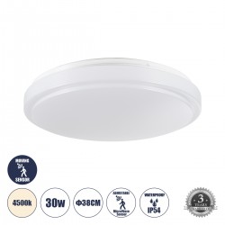 GLOBOSTAR® SENSORANO 60995 Φωτιστικό Πλαφονιέρα Οροφής με Ανιχνευτή Microwave / Αισθητήρα Κίνησης LED 30W 3000lm 120° AC 220-240V Αδιάβροχο IP54 Φυσικό Λευκό 4500K - Lumileds SMD Chip - Λευκό Γαλακτερό - Μ38 x Π38 x Υ5.3cm - 3 Χρόνια Εγγύηση GLOBOSTAR® SENSORANO 60995 Φωτιστικό Πλαφονιέρα Οροφής με Ανιχνευτή Microwave / Αισθητήρα Κίνησης LED 30W 3000lm 120° AC 220-240V Αδιάβροχο IP54 Φυσικό Λευκό 4500K - Lumileds SMD Chip - Λευκό Γαλακτερό - Μ38 x Π38 x Υ5.3cm - 3 Χρόνια Εγγύηση