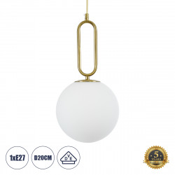 GLOBOSTAR® BELLISSIMO 61486 Μοντέρνο Κρεμαστό Φωτιστικό Οροφής με Ντουί 1 x E27 AC 220-240V IP20 - Λευκό & Χρυσό Πλατίνα - Μ20 x Π20 x Υ42cm GLOBOSTAR® BELLISSIMO 61486 Μοντέρνο Κρεμαστό Φωτιστικό Οροφής με Ντουί 1 x E27 AC 220-240V IP20 - Λευκό & Χρυσό Πλατίνα - Μ20 x Π20 x Υ42cm