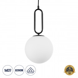 GLOBOSTAR® BELLISSIMO 61489 Μοντέρνο Κρεμαστό Φωτιστικό Οροφής με Ντουί 1 x E27 AC 220-240V IP20 - Λευκό & Μαύρο - Μ20 x Π20 x Υ42cm GLOBOSTAR® BELLISSIMO 61489 Μοντέρνο Κρεμαστό Φωτιστικό Οροφής με Ντουί 1 x E27 AC 220-240V IP20 - Λευκό & Μαύρο - Μ20 x Π20 x Υ42cm