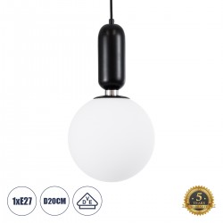 GLOBOSTAR® ESTETICO 61495 Μοντέρνο Κρεμαστό Φωτιστικό Οροφής με Ντουί 1 x E27 AC 220-240V IP20 - Λευκό & Μαύρο - Μ20 x Π20 x Υ38cm GLOBOSTAR® ESTETICO 61495 Μοντέρνο Κρεμαστό Φωτιστικό Οροφής με Ντουί 1 x E27 AC 220-240V IP20 - Λευκό & Μαύρο - Μ20 x Π20 x Υ38cm
