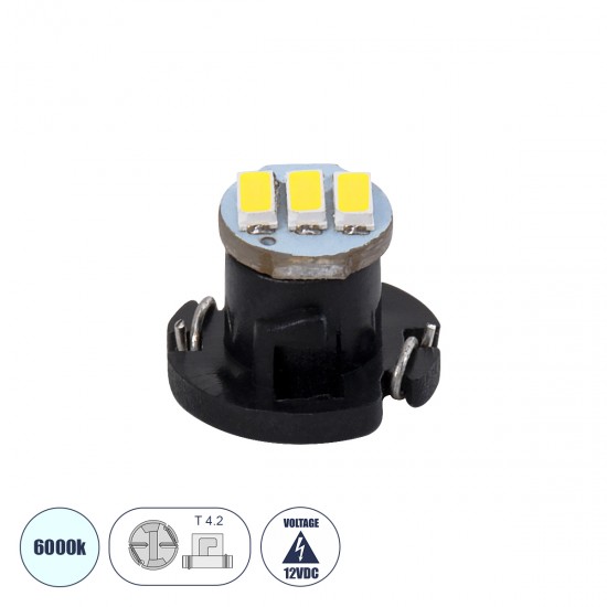 GloboStar® T4.2 81008 Λάμπα Αυτοκινήτου LED 3xSMD4014 0.6W 120lm 120° DC 12-16V IP20 Μ1 x Π1 x Υ0.8cm Ψυχρό Λευκό 6000K GloboStar® T4.2 81008 Λάμπα Αυτοκινήτου LED 3xSMD4014 0.6W 120lm 120° DC 12-16V IP20 Μ1 x Π1 x Υ0.8cm Ψυχρό Λευκό 6000K