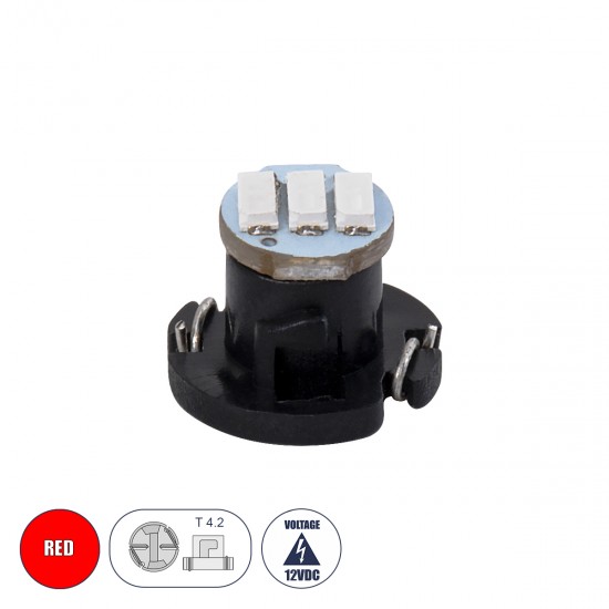 GloboStar® T4.2 81010 Λάμπα Αυτοκινήτου LED 3xSMD4014 0.6W 120lm 120° DC 12-16V IP20 Μ1 x Π1 x Υ0.8cm Κόκκινο GloboStar® T4.2 81010 Λάμπα Αυτοκινήτου LED 3xSMD4014 0.6W 120lm 120° DC 12-16V IP20 Μ1 x Π1 x Υ0.8cm Κόκκινο