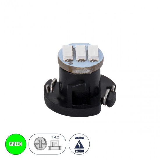 GloboStar® T4.2 81011 Λάμπα Αυτοκινήτου LED 3xSMD4014 0.6W 120lm 120° DC 12-16V IP20 Μ1 x Π1 x Υ0.8cm Πράσινο GloboStar® T4.2 81011 Λάμπα Αυτοκινήτου LED 3xSMD4014 0.6W 120lm 120° DC 12-16V IP20 Μ1 x Π1 x Υ0.8cm Πράσινο