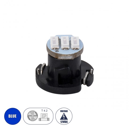 GloboStar® T4.2 81012 Λάμπα Αυτοκινήτου LED 3xSMD4014 0.6W 120lm 120° DC 12-16V IP20 Μ1 x Π1 x Υ0.8cm Μπλε GloboStar® T4.2 81012 Λάμπα Αυτοκινήτου LED 3xSMD4014 0.6W 120lm 120° DC 12-16V IP20 Μ1 x Π1 x Υ0.8cm Μπλε