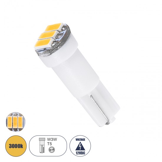 GloboStar® T5 81037 Λάμπα Αυτοκινήτου LED 3xSMD4014 0.9W 135lm 120° DC 12-16V IP20 Φ0.6 x Υ1.8cm Θερμό Λευκό 3000K GloboStar® T5 81037 Λάμπα Αυτοκινήτου LED 3xSMD4014 0.9W 135lm 120° DC 12-16V IP20 Φ0.6 x Υ1.8cm Θερμό Λευκό 3000K