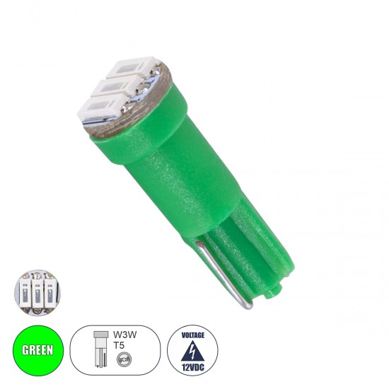 GloboStar® T5 81039 Λάμπα Αυτοκινήτου LED 3xSMD4014 0.9W 120lm 120° DC 12-16V IP20 Φ0.6 x Υ1.8cm Πράσινο GloboStar® T5 81039 Λάμπα Αυτοκινήτου LED 3xSMD4014 0.9W 120lm 120° DC 12-16V IP20 Φ0.6 x Υ1.8cm Πράσινο
