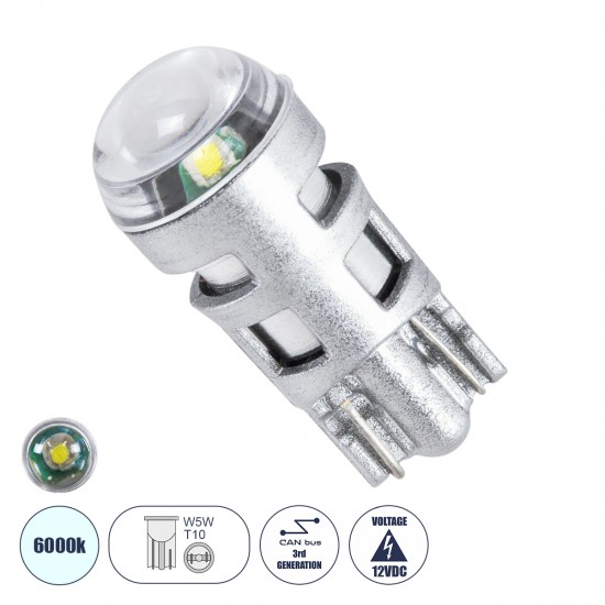 GloboStar® T10 W5W 81101 Λάμπα Αυτοκινήτου LED 3rd Generation Can-Bus Extreme Series 1xCREE-XPE 5W 350lm 120° DC 12-16V IP20 Φ1 x Υ2.5cm Ψυχρό Λευκό 6000K GloboStar® T10 W5W 81101 Λάμπα Αυτοκινήτου LED 3rd Generation Can-Bus Extreme Series 1xCREE-XPE 5W 350lm 120° DC 12-16V IP20 Φ1 x Υ2.5cm Ψυχρό Λευκό 6000K