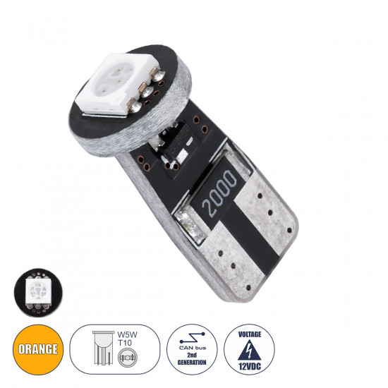 GloboStar® T10 W5W 95650 Λάμπα Αυτοκίνητου LED 2rd Generation Can-Bus Series 1xSMD5050 1.5W 120lm 120° DC 12-16V IP20 Φ1 x H2.2cm Πορτοκαλί GloboStar® T10 W5W 95650 Λάμπα Αυτοκίνητου LED 2rd Generation Can-Bus Series 1xSMD5050 1.5W 120lm 120° DC 12-16V IP20 Φ1 x H2.2cm Πορτοκαλί