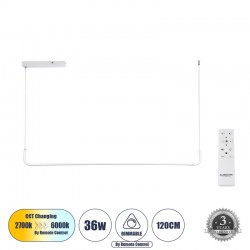 GLOBOSTAR® LINARIA 60922 Μοντέρνο Κρεμαστό Φωτιστικό Οροφής LED 36W 4150lm 200° AC 220-240V IP20 Ρυθμιζόμενο Λευκό CCT με Χειριστήριο από 2700K έως 6000K Dimmable - Lumileds SMD Chip - Λευκό Ματ - Μ120 x Π2 x Υ10cm - 3 Χρόνια Εγγύηση GLOBOSTAR® LINARIA 60922 Μοντέρνο Κρεμαστό Φωτιστικό Οροφής LED 36W 4150lm 200° AC 220-240V IP20 Ρυθμιζόμενο Λευκό CCT με Χειριστήριο από 2700K έως 6000K Dimmable - Lumileds SMD Chip - Λευκό Ματ - Μ120 x Π2 x Υ10cm - 3 Χρόνια Εγγύηση