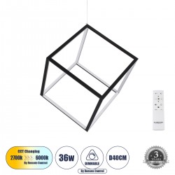 GLOBOSTAR® KIBOO 60929 Μοντέρνο Κρεμαστό Φωτιστικό Οροφής LED 36W 4150lm 360° AC 220-240V IP20 Ρυθμιζόμενο Λευκό CCT με Χειριστήριο από 2700K έως 6000K Dimmable - Lumileds SMD Chip - Μαύρο Ματ - Μ40 x Π40 x Υ40cm - 3 Χρόνια Εγγύηση GLOBOSTAR® KIBOO 60929 Μοντέρνο Κρεμαστό Φωτιστικό Οροφής LED 36W 4150lm 360° AC 220-240V IP20 Ρυθμιζόμενο Λευκό CCT με Χειριστήριο από 2700K έως 6000K Dimmable - Lumileds SMD Chip - Μαύρο Ματ - Μ40 x Π40 x Υ40cm - 3 Χρόνια Εγγύηση
