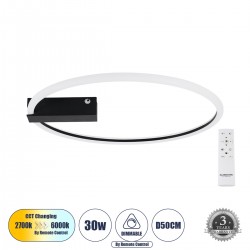GLOBOSTAR® CINDERELLA 60980 Μοντέρνο Φωτιστικό Οροφής LED 30W 3360lm 360° AC 220-240V IP20 Ρυθμιζόμενο Λευκό CCT με Χειριστήριο από 2700K έως 6000K Dimmable - Lumileds SMD Chip - Μαύρο Ματ - Μ50 x Π50 x Υ5cm - 3 Χρόνια Εγγύηση GLOBOSTAR® CINDERELLA 60980 Μοντέρνο Φωτιστικό Οροφής LED 30W 3360lm 360° AC 220-240V IP20 Ρυθμιζόμενο Λευκό CCT με Χειριστήριο από 2700K έως 6000K Dimmable - Lumileds SMD Chip - Μαύρο Ματ - Μ50 x Π50 x Υ5cm - 3 Χρόνια Εγγύηση