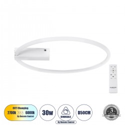 GLOBOSTAR® CINDERELLA 60981 Μοντέρνο Φωτιστικό Οροφής LED 30W 3360lm 360° AC 220-240V IP20 Ρυθμιζόμενο Λευκό CCT με Χειριστήριο από 2700K έως 6000K Dimmable - Lumileds SMD Chip - Λευκό Ματ - Μ50 x Π50 x Υ5cm - 3 Χρόνια Εγγύηση GLOBOSTAR® CINDERELLA 60981 Μοντέρνο Φωτιστικό Οροφής LED 30W 3360lm 360° AC 220-240V IP20 Ρυθμιζόμενο Λευκό CCT με Χειριστήριο από 2700K έως 6000K Dimmable - Lumileds SMD Chip - Λευκό Ματ - Μ50 x Π50 x Υ5cm - 3 Χρόνια Εγγύηση