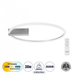 GLOBOSTAR® CINDERELLA 60983 Μοντέρνο Φωτιστικό Οροφής LED 30W 3360lm 360° AC 220-240V IP20 Ρυθμιζόμενο Λευκό CCT με Χειριστήριο από 2700K έως 6000K Dimmable - Lumileds SMD Chip - Νίκελ Βούρτσας - Μ50 x Π50 x Υ5cm - 3 Χρόνια Εγγύηση GLOBOSTAR® CINDERELLA 60983 Μοντέρνο Φωτιστικό Οροφής LED 30W 3360lm 360° AC 220-240V IP20 Ρυθμιζόμενο Λευκό CCT με Χειριστήριο από 2700K έως 6000K Dimmable - Lumileds SMD Chip - Νίκελ Βούρτσας - Μ50 x Π50 x Υ5cm - 3 Χρόνια Εγγύηση