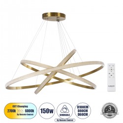 GLOBOSTAR® DIAMOND TRIO 61141-DECO Μοντέρνο Κρεμαστό Φωτιστικό Οροφής LED 150W 18379lm 360° AC 220-240V IP20 Ρυθμιζόμενο Λευκό CCT με Χειριστήριο από 2700K έως 6000K Dimmable - Lumileds SMD Chip - Χρυσό Βούρτσας - Μ100 x Π100 x Υ100cm - 3 Χρόνια Εγγύηση GLOBOSTAR® DIAMOND TRIO 61141-DECO Μοντέρνο Κρεμαστό Φωτιστικό Οροφής LED 150W 18379lm 360° AC 220-240V IP20 Ρυθμιζόμενο Λευκό CCT με Χειριστήριο από 2700K έως 6000K Dimmable - Lumileds SMD Chip - Χρυσό Βούρτσας - Μ100 x Π100 x Υ100cm - 3 Χρόνια Εγγύηση