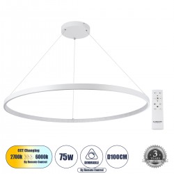 GLOBOSTAR® DIAMOND 61518 Μοντέρνο Κρεμαστό Φωτιστικό Οροφής LED 75W 8400lm 360° AC 220-240V IP20 Ρυθμιζόμενο Λευκό CCT με Χειριστήριο από 2700K έως 6000K Dimmable - Lumileds SMD Chip - Λευκό Ματ - Μ100 x Π100 x Υ90cm - 3 Χρόνια Εγγύηση GLOBOSTAR® DIAMOND 61518 Μοντέρνο Κρεμαστό Φωτιστικό Οροφής LED 75W 8400lm 360° AC 220-240V IP20 Ρυθμιζόμενο Λευκό CCT με Χειριστήριο από 2700K έως 6000K Dimmable - Lumileds SMD Chip - Λευκό Ματ - Μ100 x Π100 x Υ90cm - 3 Χρόνια Εγγύηση