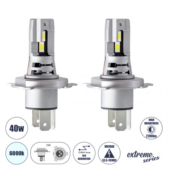 GloboStar® 85648 7S H4 KIT Βασικού Φωτισμού Αυτοκινήτου & Μοτοσυκλέτας 3rd Generation Can-Bus Extreme Series LED 7035 SMD 40W 7200lm DC 13.5-15V Αδιάβροχο IP68 Ψυχρό Λευκό 6000K GloboStar® 85648 7S H4 KIT Βασικού Φωτισμού Αυτοκινήτου & Μοτοσυκλέτας 3rd Generation Can-Bus Extreme Series LED 7035 SMD 40W 7200lm DC 13.5-15V Αδιάβροχο IP68 Ψυχρό Λευκό 6000K