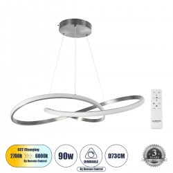 GLOBOSTAR® DEXTER 60915 Μοντέρνο Κρεμαστό Φωτιστικό Οροφής LED 90W 10080lm 300° AC 220-240V IP20 Ρυθμιζόμενο Λευκό CCT με Χειριστήριο από 2700K έως 6000K Dimmable - Lumileds SMD Chip - Νίκελ Βούρτσας - Μ73 x Π73 x Υ16cm - 3 Χρόνια Εγγύηση GLOBOSTAR® DEXTER 60915 Μοντέρνο Κρεμαστό Φωτιστικό Οροφής LED 90W 10080lm 300° AC 220-240V IP20 Ρυθμιζόμενο Λευκό CCT με Χειριστήριο από 2700K έως 6000K Dimmable - Lumileds SMD Chip - Νίκελ Βούρτσας - Μ73 x Π73 x Υ16cm - 3 Χρόνια Εγγύηση