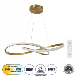 GLOBOSTAR® DEXTER 60916 Μοντέρνο Κρεμαστό Φωτιστικό Οροφής LED 90W 10080lm 300° AC 220-240V IP20 Ρυθμιζόμενο Λευκό CCT με Χειριστήριο από 2700K έως 6000K Dimmable - Lumileds SMD Chip - Χρυσό Βούρτσας - Μ73 x Π73 x Υ16cm - 3 Χρόνια Εγγύηση GLOBOSTAR® DEXTER 60916 Μοντέρνο Κρεμαστό Φωτιστικό Οροφής LED 90W 10080lm 300° AC 220-240V IP20 Ρυθμιζόμενο Λευκό CCT με Χειριστήριο από 2700K έως 6000K Dimmable - Lumileds SMD Chip - Χρυσό Βούρτσας - Μ73 x Π73 x Υ16cm - 3 Χρόνια Εγγύηση