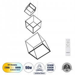 GLOBOSTAR® KIBOO-TRIO 60931 Μοντέρνο Κρεμαστό Φωτιστικό Οροφής LED 90W 10350lm 360° AC 220-240V IP20 Ρυθμιζόμενο Λευκό CCT με Χειριστήριο από 2700K έως 6000K Dimmable - Lumileds SMD Chip - Μαύρο Ματ - Μ60 x Π60 x Υ80cm - 3 Χρόνια Εγγύηση GLOBOSTAR® KIBOO-TRIO 60931 Μοντέρνο Κρεμαστό Φωτιστικό Οροφής LED 90W 10350lm 360° AC 220-240V IP20 Ρυθμιζόμενο Λευκό CCT με Χειριστήριο από 2700K έως 6000K Dimmable - Lumileds SMD Chip - Μαύρο Ματ - Μ60 x Π60 x Υ80cm - 3 Χρόνια Εγγύηση