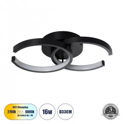 GLOBOSTAR® EVA 61067 Μοντέρνο Φωτιστικό Οροφής LED 16W 1920lm 300° AC 220-240V IP20 Ρυθμιζόμενο Λευκό CCT με On/Off 2700K/4500K/6000K - Lumileds SMD Chip - Μαύρο Ματ - Μ33 x Π21 x Υ7cm - 3 Χρόνια Εγγύηση GLOBOSTAR® EVA 61067 Μοντέρνο Φωτιστικό Οροφής LED 16W 1920lm 300° AC 220-240V IP20 Ρυθμιζόμενο Λευκό CCT με On/Off 2700K/4500K/6000K - Lumileds SMD Chip - Μαύρο Ματ - Μ33 x Π21 x Υ7cm - 3 Χρόνια Εγγύηση
