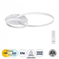 GLOBOSTAR® NEMESIS 61106 Μοντέρνο Φωτιστικό Οροφής LED 67W 7573lm 360° AC 220-240V IP20 Ρυθμιζόμενο Λευκό CCT με Χειριστήριο από 2700K έως 6000K Dimmable - Lumileds SMD Chip - Λευκό Ματ - Μ84 x Π45 x Υ13cm - 3 Χρόνια Εγγύηση GLOBOSTAR® NEMESIS 61106 Μοντέρνο Φωτιστικό Οροφής LED 67W 7573lm 360° AC 220-240V IP20 Ρυθμιζόμενο Λευκό CCT με Χειριστήριο από 2700K έως 6000K Dimmable - Lumileds SMD Chip - Λευκό Ματ - Μ84 x Π45 x Υ13cm - 3 Χρόνια Εγγύηση