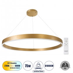 GLOBOSTAR® VENOM 61184 Μοντέρνο Κρεμαστό Φωτιστικό Οροφής LED 75W 8818lm 120° AC 220-240V IP20 Ρυθμιζόμενο Λευκό CCT με Χειριστήριο από 2700K έως 6000K Dimmable - Lumileds SMD Chip - Χρυσό Βούρτσας - Μ100 x Π100 x Υ6.5cm - 3 Χρόνια Εγγύηση GLOBOSTAR® VENOM 61184 Μοντέρνο Κρεμαστό Φωτιστικό Οροφής LED 75W 8818lm 120° AC 220-240V IP20 Ρυθμιζόμενο Λευκό CCT με Χειριστήριο από 2700K έως 6000K Dimmable - Lumileds SMD Chip - Χρυσό Βούρτσας - Μ100 x Π100 x Υ6.5cm - 3 Χρόνια Εγγύηση