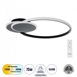 GLOBOSTAR® CIRCUO 61229 Μοντέρνο Φωτιστικό Οροφής LED 75W 8400lm 360° AC 220-240V IP20 Ρυθμιζόμενο Λευκό CCT με Χειριστήριο από 2700K έως 6000K Dimmable - Lumileds SMD Chip - Μαύρο Ματ - Μ53 x Π42.5 x Υ9cm - 3 Χρόνια Εγγύηση GLOBOSTAR® CIRCUO 61229 Μοντέρνο Φωτιστικό Οροφής LED 75W 8400lm 360° AC 220-240V IP20 Ρυθμιζόμενο Λευκό CCT με Χειριστήριο από 2700K έως 6000K Dimmable - Lumileds SMD Chip - Μαύρο Ματ - Μ53 x Π42.5 x Υ9cm - 3 Χρόνια Εγγύηση