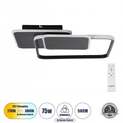 GLOBOSTAR® SQUARO 61231 Μοντέρνο Φωτιστικό Οροφής LED 75W 8400lm 360° AC 220-240V IP20 Ρυθμιζόμενο Λευκό CCT με Χειριστήριο από 2700K έως 6000K Dimmable - Lumileds SMD Chip - Μαύρο Ματ - Μ48.5 x Π51 x Υ9cm - 3 Χρόνια Εγγύηση GLOBOSTAR® SQUARO 61231 Μοντέρνο Φωτιστικό Οροφής LED 75W 8400lm 360° AC 220-240V IP20 Ρυθμιζόμενο Λευκό CCT με Χειριστήριο από 2700K έως 6000K Dimmable - Lumileds SMD Chip - Μαύρο Ματ - Μ48.5 x Π51 x Υ9cm - 3 Χρόνια Εγγύηση