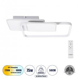GLOBOSTAR® SQUARO 61232 Μοντέρνο Φωτιστικό Οροφής LED 75W 8400lm 360° AC 220-240V IP20 Ρυθμιζόμενο Λευκό CCT με Χειριστήριο από 2700K έως 6000K Dimmable - Lumileds SMD Chip - Λευκό Ματ - Μ48.5 x Π51 x Υ9cm - 3 Χρόνια Εγγύηση GLOBOSTAR® SQUARO 61232 Μοντέρνο Φωτιστικό Οροφής LED 75W 8400lm 360° AC 220-240V IP20 Ρυθμιζόμενο Λευκό CCT με Χειριστήριο από 2700K έως 6000K Dimmable - Lumileds SMD Chip - Λευκό Ματ - Μ48.5 x Π51 x Υ9cm - 3 Χρόνια Εγγύηση