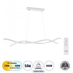 GLOBOSTAR® MORALES 61276 Μοντέρνο Κρεμαστό Φωτιστικό Οροφής LED 54W 6048lm 300° AC 220-240V IP20 Ρυθμιζόμενο Λευκό CCT με Χειριστήριο από 2700K έως 6000K Dimmable - Lumileds SMD Chip - Λευκό Ματ - Μ90 x Π14 x Υ14cm - 3 Χρόνια Εγγύηση GLOBOSTAR® MORALES 61276 Μοντέρνο Κρεμαστό Φωτιστικό Οροφής LED 54W 6048lm 300° AC 220-240V IP20 Ρυθμιζόμενο Λευκό CCT με Χειριστήριο από 2700K έως 6000K Dimmable - Lumileds SMD Chip - Λευκό Ματ - Μ90 x Π14 x Υ14cm - 3 Χρόνια Εγγύηση