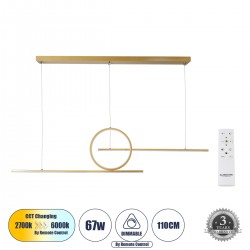 GLOBOSTAR® TEREZA 61289 Μοντέρνο Κρεμαστό Φωτιστικό Οροφής LED 67W 7504lm 300° AC 220-240V IP20 Ρυθμιζόμενο Λευκό CCT με Χειριστήριο από 2700K έως 6000K Dimmable - Lumileds SMD Chip - Χρυσό Βούρτσας - Μ110 x Π4.5 x Υ34cm - 3 Χρόνια Εγγύηση GLOBOSTAR® TEREZA 61289 Μοντέρνο Κρεμαστό Φωτιστικό Οροφής LED 67W 7504lm 300° AC 220-240V IP20 Ρυθμιζόμενο Λευκό CCT με Χειριστήριο από 2700K έως 6000K Dimmable - Lumileds SMD Chip - Χρυσό Βούρτσας - Μ110 x Π4.5 x Υ34cm - 3 Χρόνια Εγγύηση