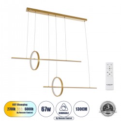 GLOBOSTAR® LINEARE 61291 Μοντέρνο Κρεμαστό Φωτιστικό Οροφής LED 67W 7504lm 300° AC 220-240V IP20 Ρυθμιζόμενο Λευκό CCT με Χειριστήριο από 2700K έως 6000K Dimmable - Lumileds SMD Chip - Χρυσό Βούρτσας - Μ130 x Π25 x Υ60cm - 3 Χρόνια Εγγύηση GLOBOSTAR® LINEARE 61291 Μοντέρνο Κρεμαστό Φωτιστικό Οροφής LED 67W 7504lm 300° AC 220-240V IP20 Ρυθμιζόμενο Λευκό CCT με Χειριστήριο από 2700K έως 6000K Dimmable - Lumileds SMD Chip - Χρυσό Βούρτσας - Μ130 x Π25 x Υ60cm - 3 Χρόνια Εγγύηση